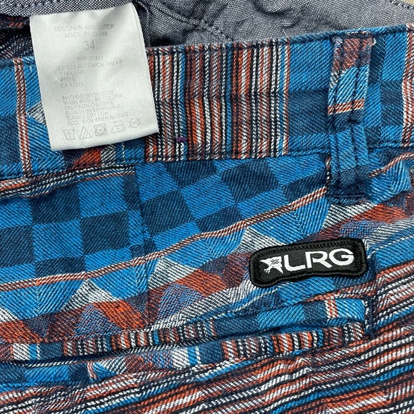 LRG UNIQUE Blue Printed LinenShorts Size 34 - Picture 5 of 6